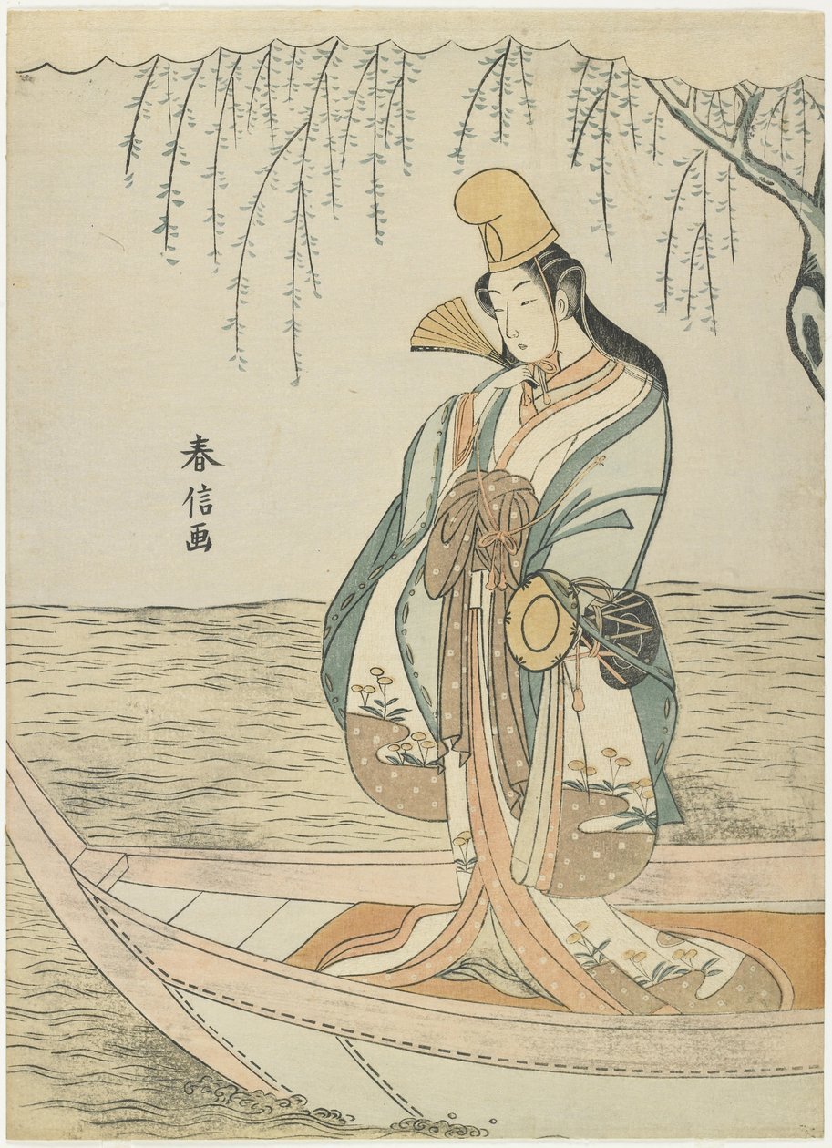 Nő egy Asazuma csónakban Shirabyo_shi képében, c. 1767 alkotó: Suzuki Harunobu