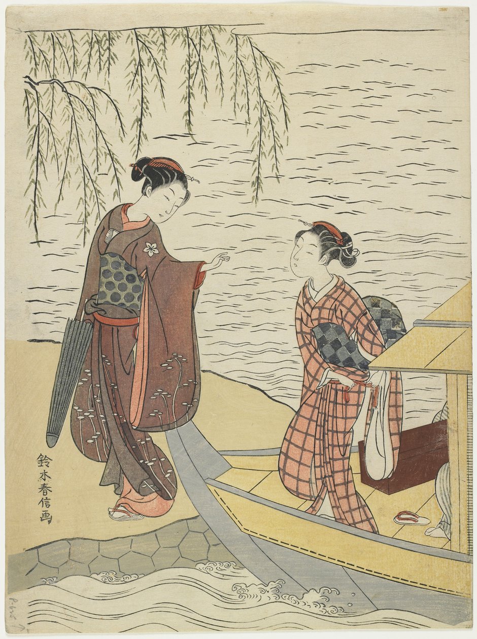Csónakból kiszálló nők, c. 1767 alkotó: Suzuki Harunobu