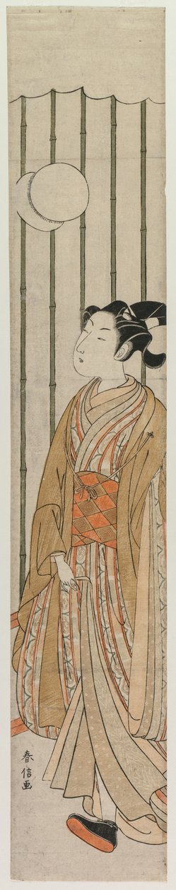 Futballozó fiatalember, 1760-as évek vége. alkotó: Suzuki Harunobu