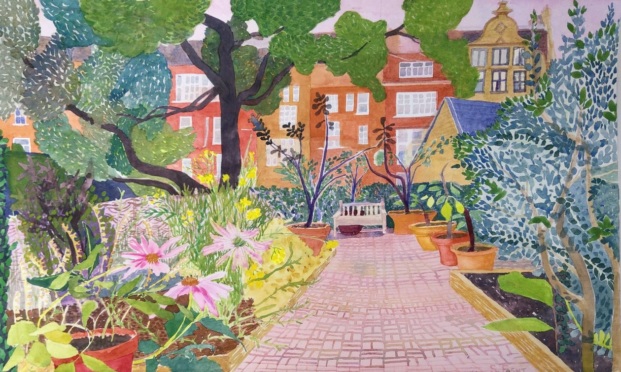Gyógynövénykert, Chelsea Physic Garden 2022 (akvarell, papír) alkotó: Suzy Fasht