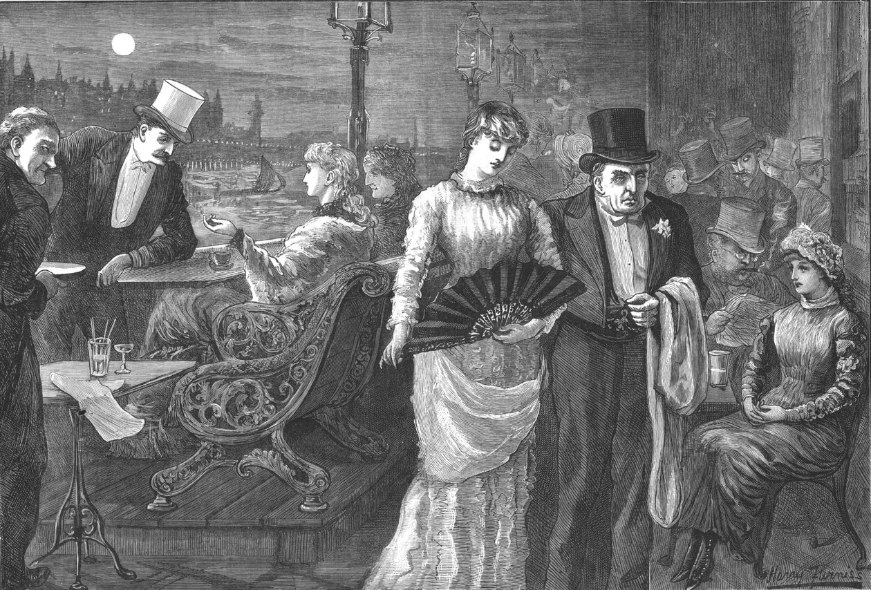 Szentivánéj a Westminsteri Palota alsóházának teraszán, 1881 alkotó: Swain