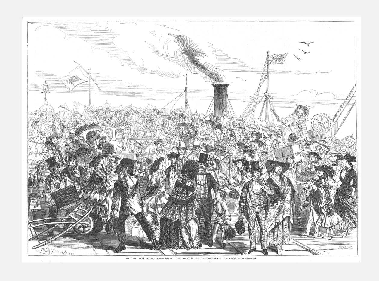 Margate, A férjek hajójának érkezése, 1856 alkotó: Swain