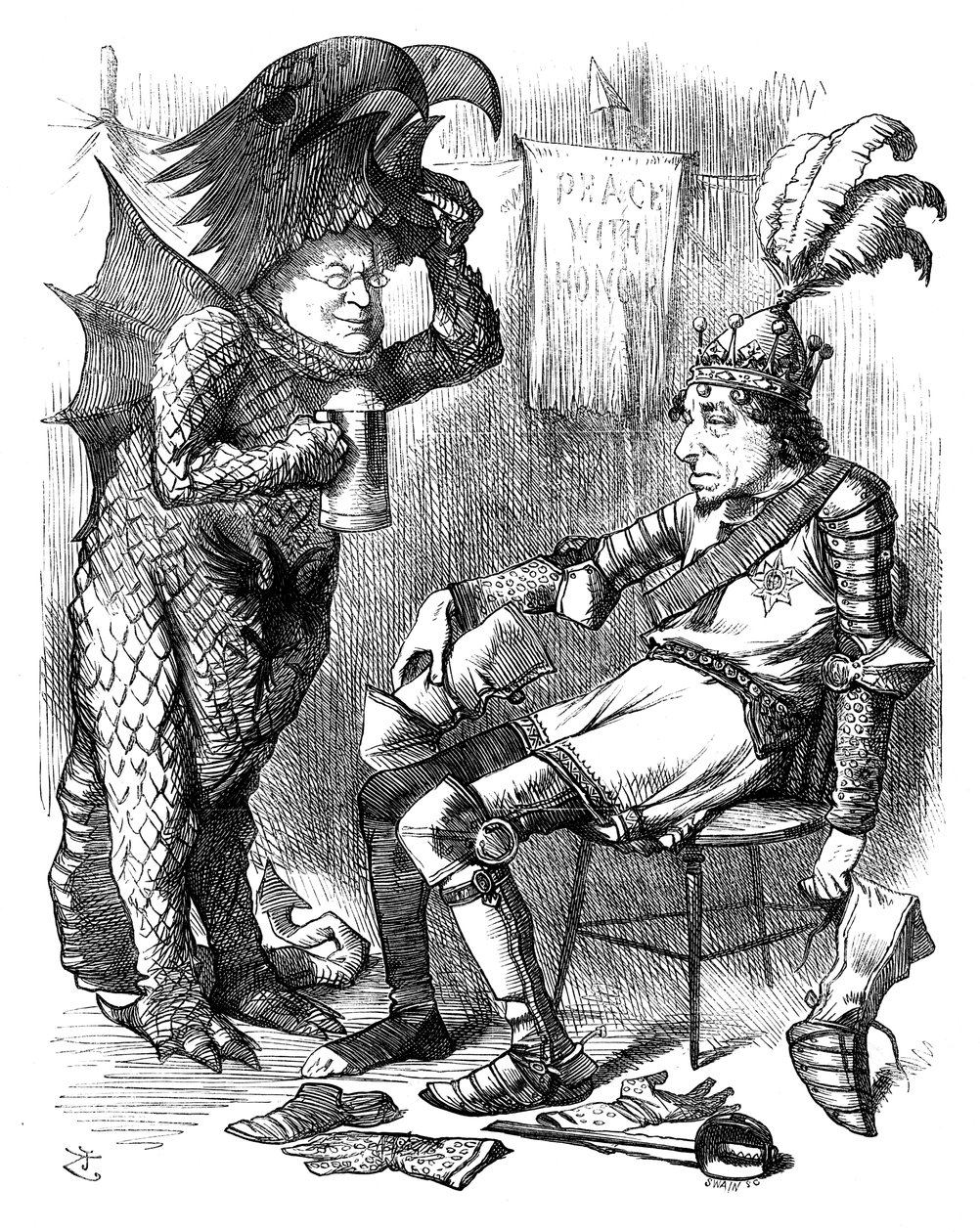 Szent György és a sárkány az előadás után, 1878. alkotó: Swain
