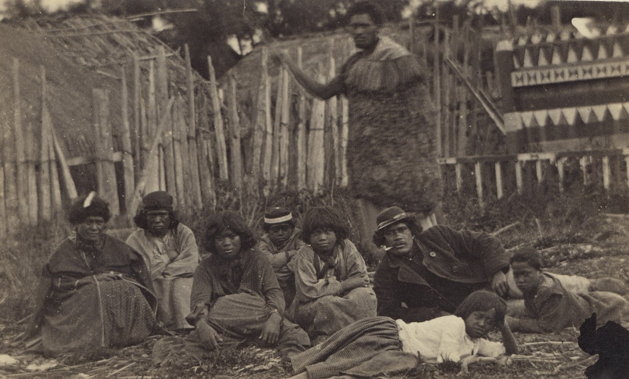 Pawhakiro Pa, Hawkes Bay, Új-Zéland, 1865 körül (albumnyomat) alkotó: Swan and Wrigglesworth