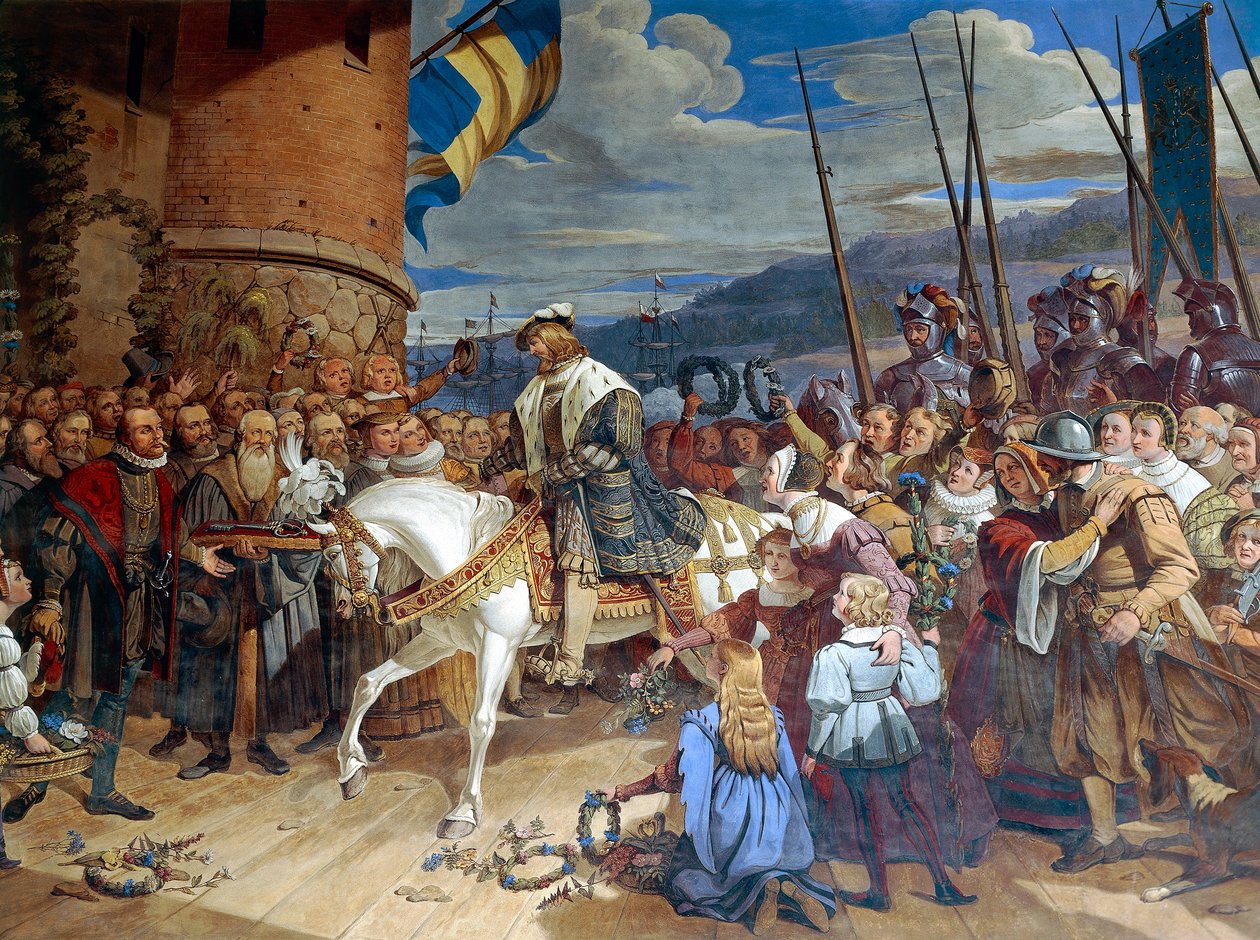 I. Gustav I. Eriksson Vasát, Svédország királyát diadalmasan üdvözölték Uppsalában alkotó: Swedish School