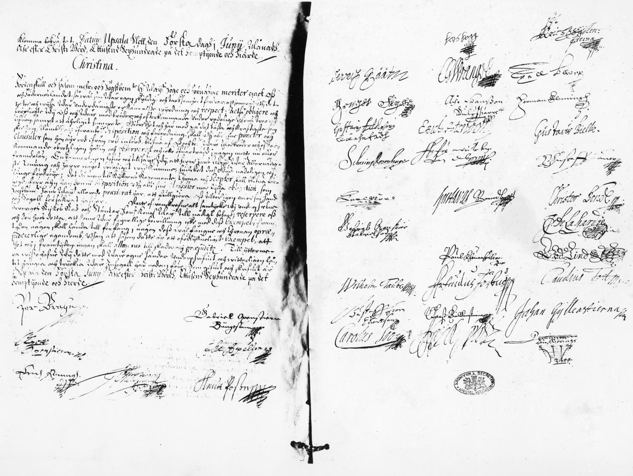 Krisztina, Svéd királynő lemondó nyilatkozata, 1654 (írás) alkotó: Swedish School