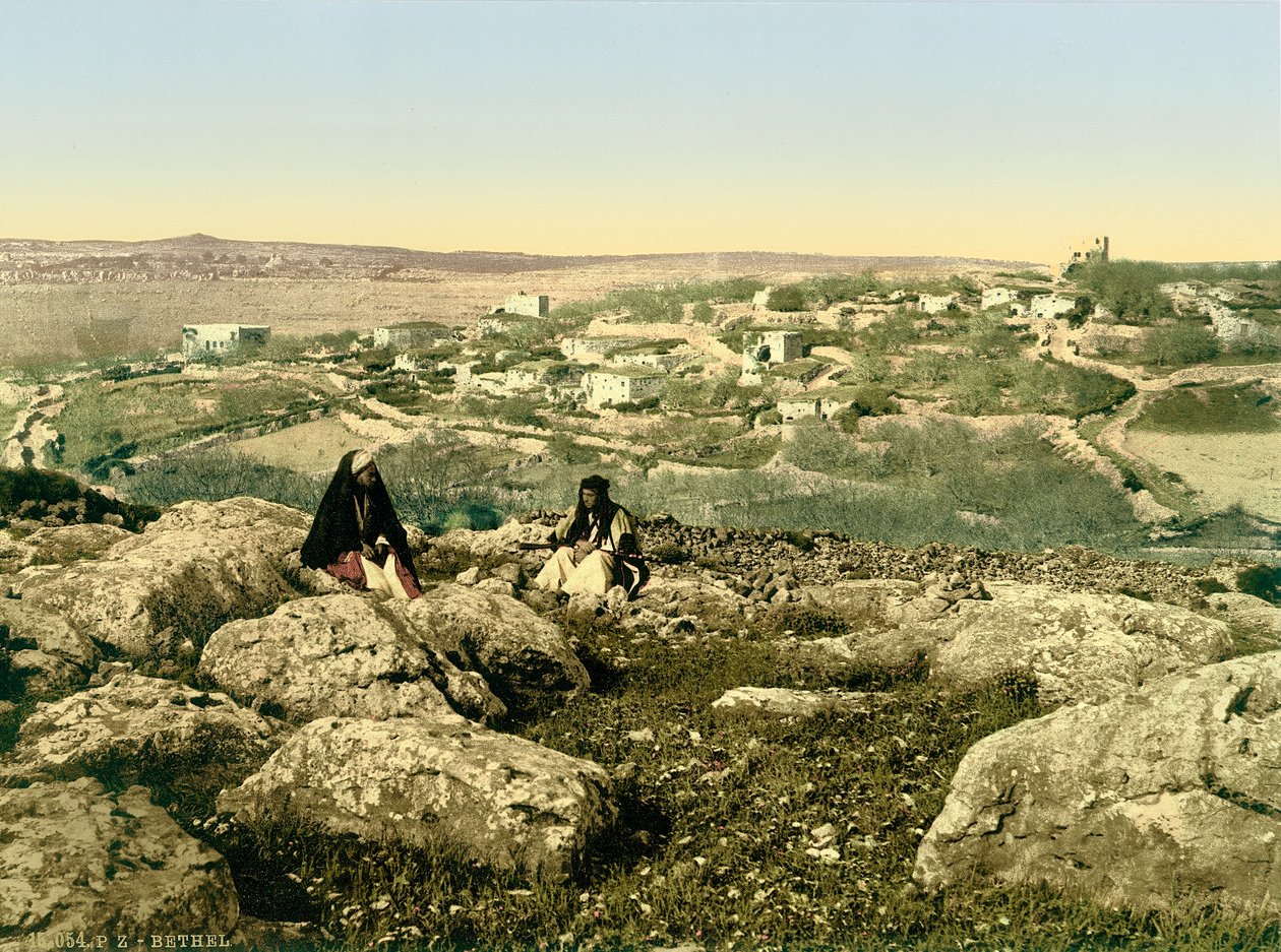 Beitin (Bétel) általános képe, 1880-1900 körül (fotokróm) alkotó: Swiss Photographer