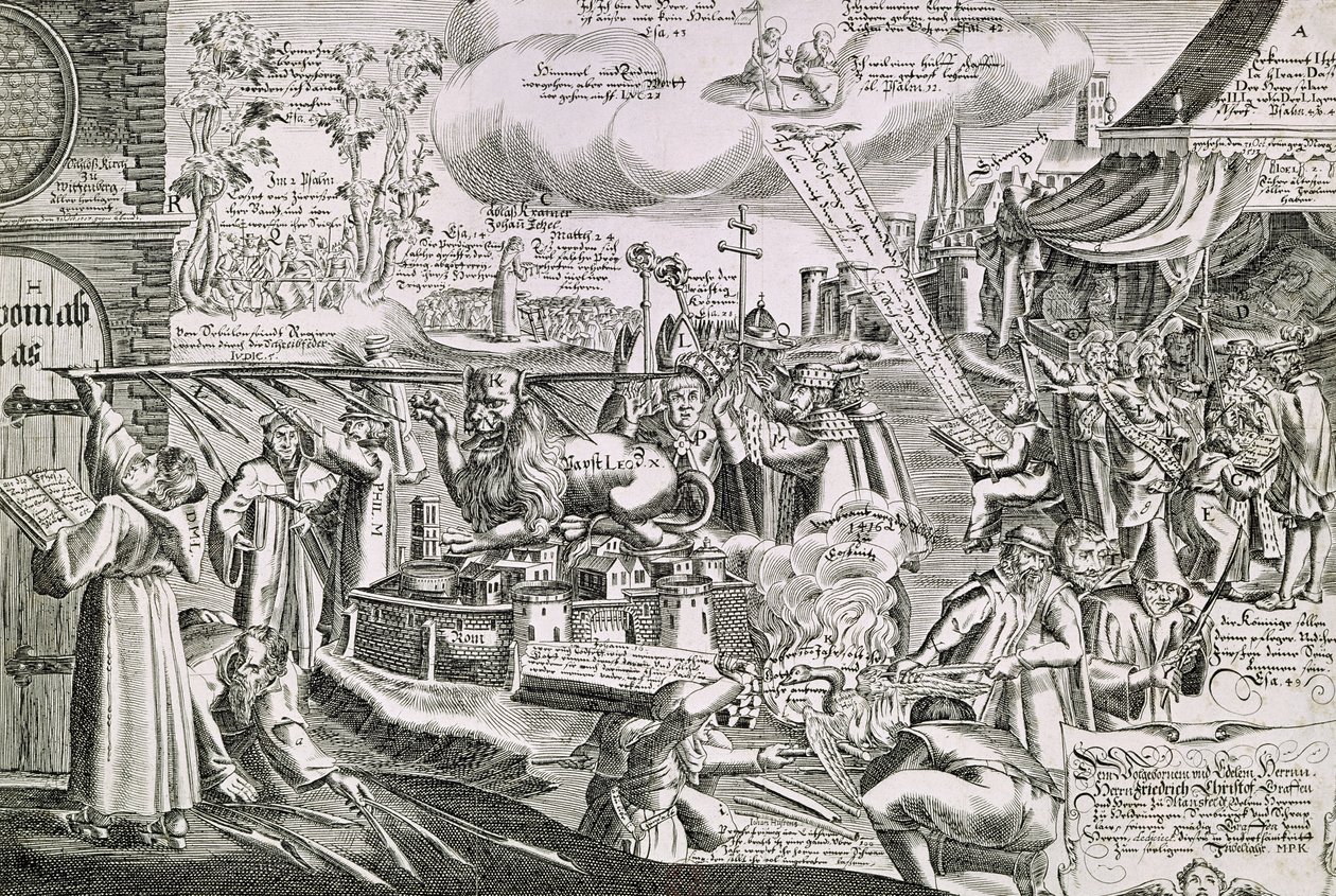 Luther Márton (1483-1546) ír a wittenbergi templom ajtajára 1517-ben alkotó: Swiss School