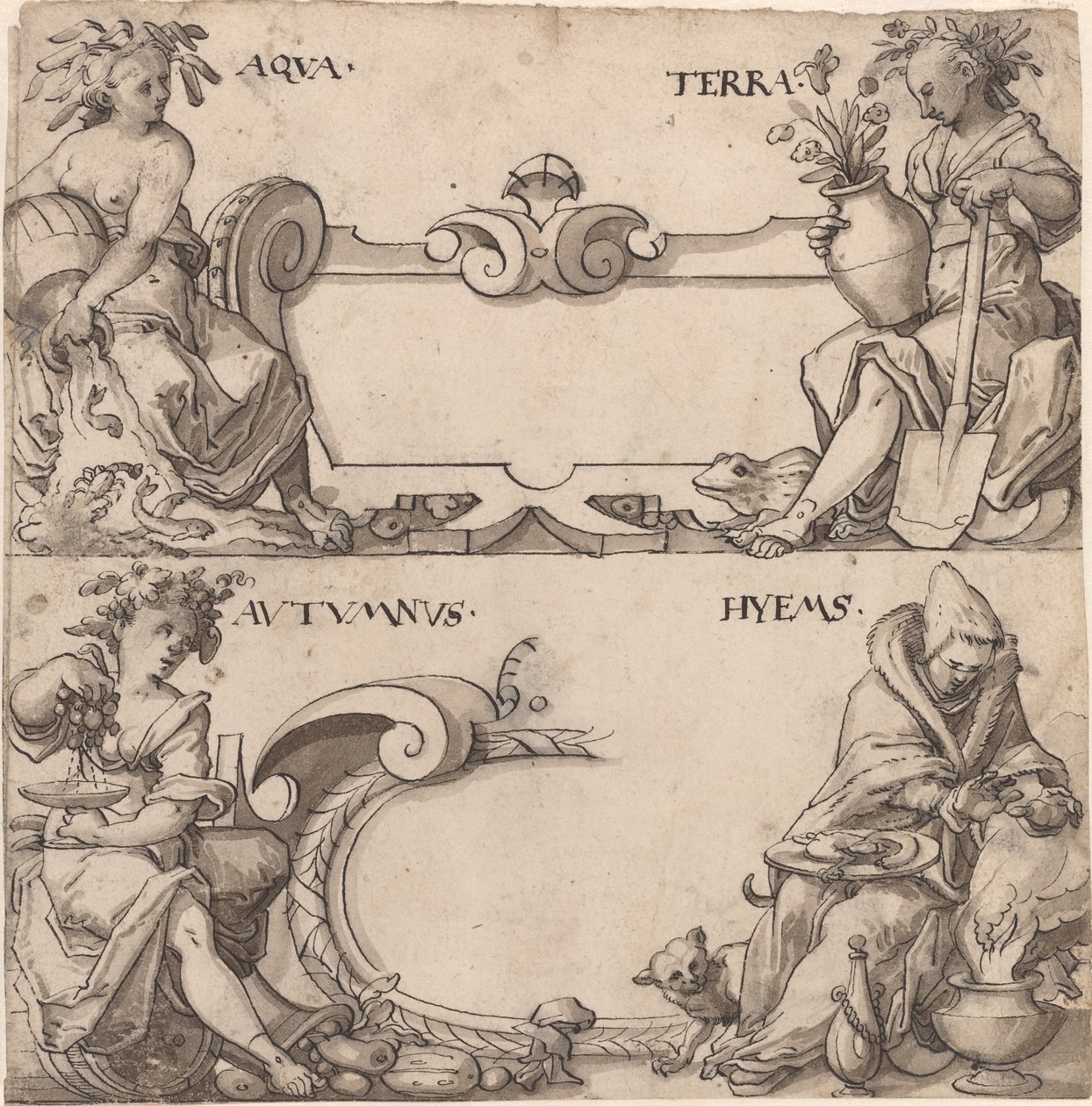 Víz és Föld/Ősz és tél alkotó: Swiss 16th Century