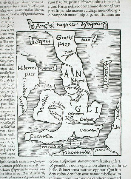 A Brit-szigetek, a dolgok „polihisztorából” a világ minden tájáról...”, Caius Julius Solinus, Bázel 1543 (fametszet) alkotó: Swiss School