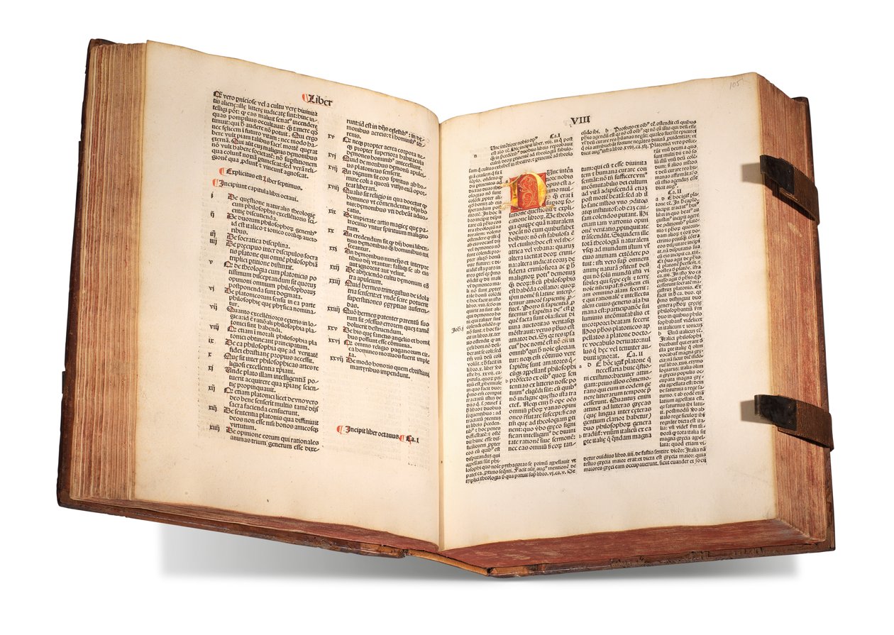 De civitate Dei, Thomas Waleys (megh. 1349 előtt) és Nicolaus Trivet (1258?-1328), Hippói Ágoston kommentárjával, 1489-ben nyomtatva (vellum) alkotó: Swiss School
