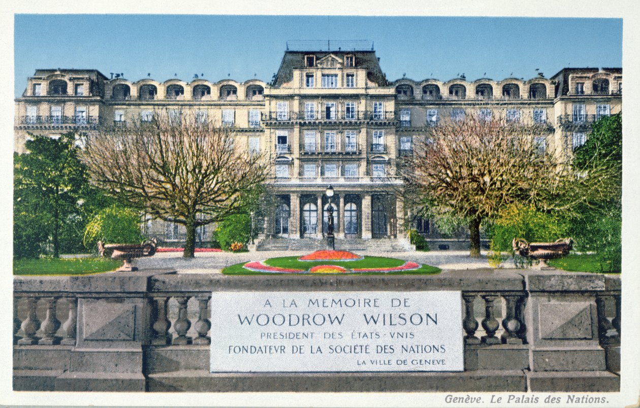Képeslap a Palais des Nations Genfben, képeslap 1924 körül alkotó: Swiss School