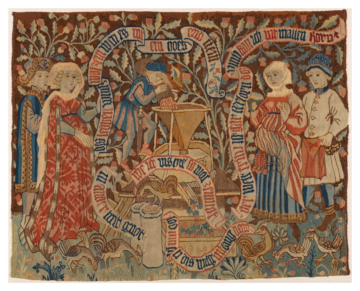 Tapestry panel depicting the Dishonest Miller, from Basel alkotó: Swiss School