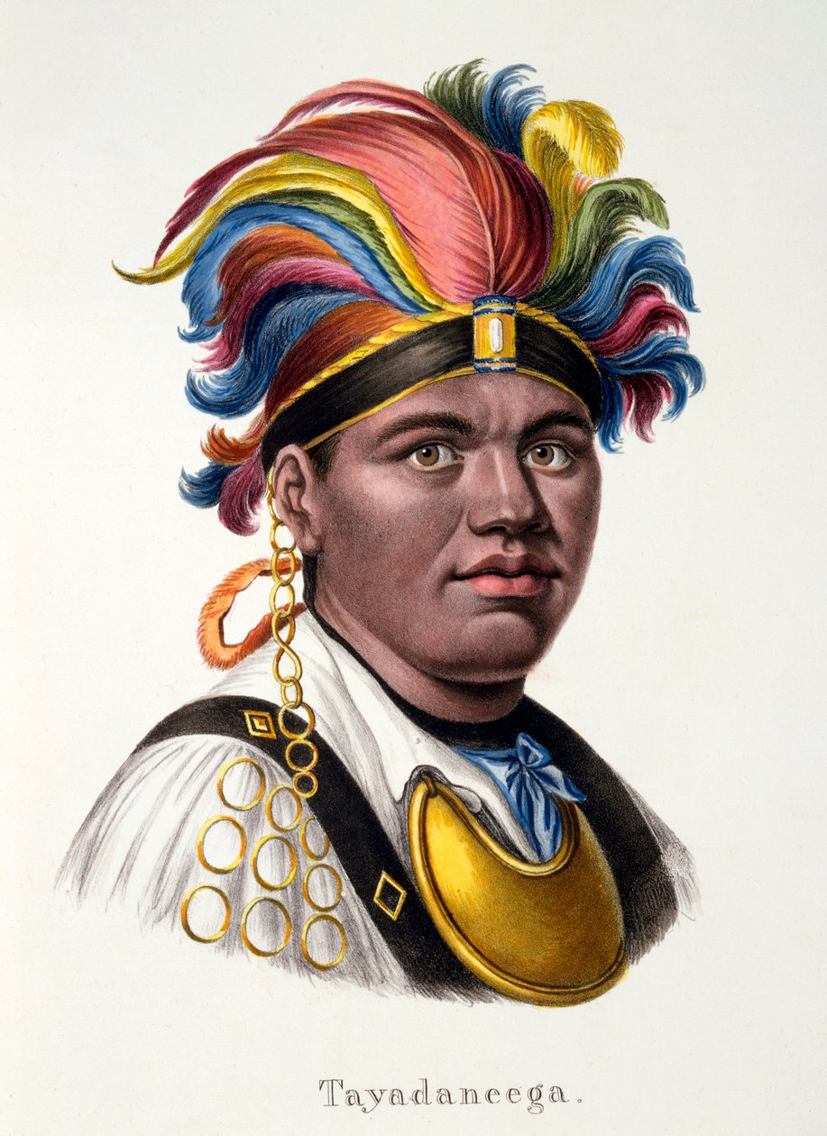 Tayadaneega: Az egyik csendes-óceáni sziget főnöke, az Ethnological Study of Various Racial Types from Various Contentsents, C.I. Brodtmann, 1824 alkotó: Swiss School