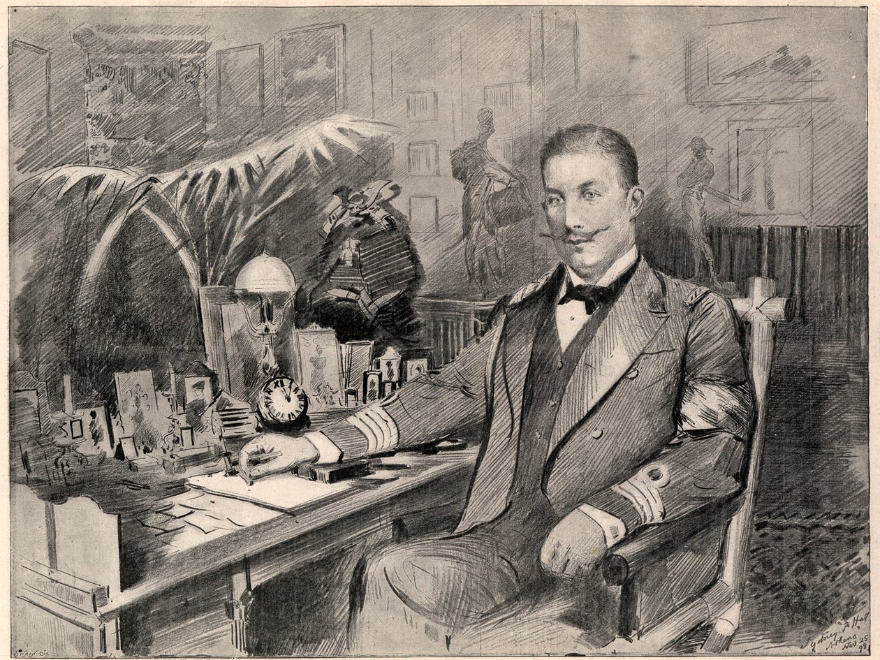 György görög és dán herceg, Kréta főbiztosa, otthon Athénban, 1898-ban. alkotó: Sydney Prior Hall