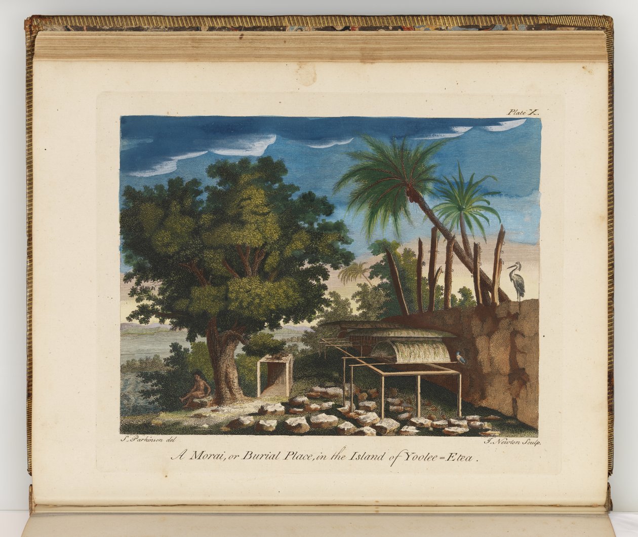 Illusztráció egy déli tengeri utazás naplójából: Őfelsége hajóban, az Endeavourban, 1794 (kézzel színezett metszet) alkotó: Sydney