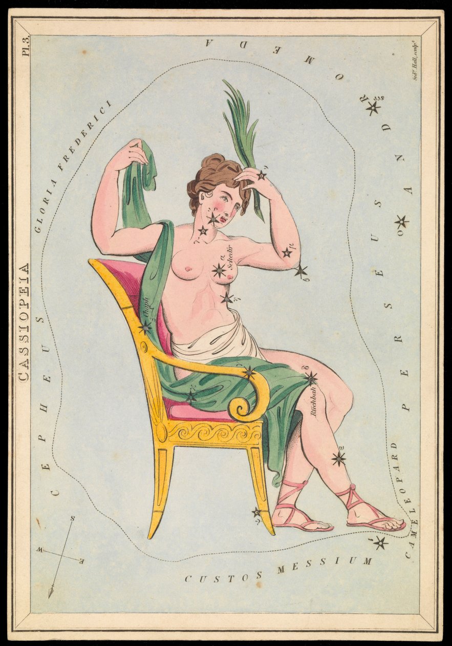 Cassiopeia, 1825 körüli (kártya, papír, szövet ) alkotó: Sydney Hall