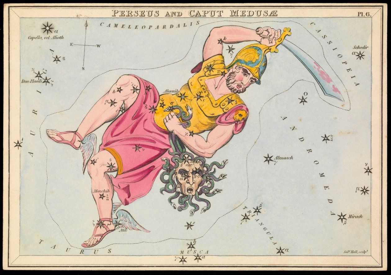 Perseus és Caput Medusae, 1825 körül (kártya, papír, szövet ) alkotó: Sydney Hall