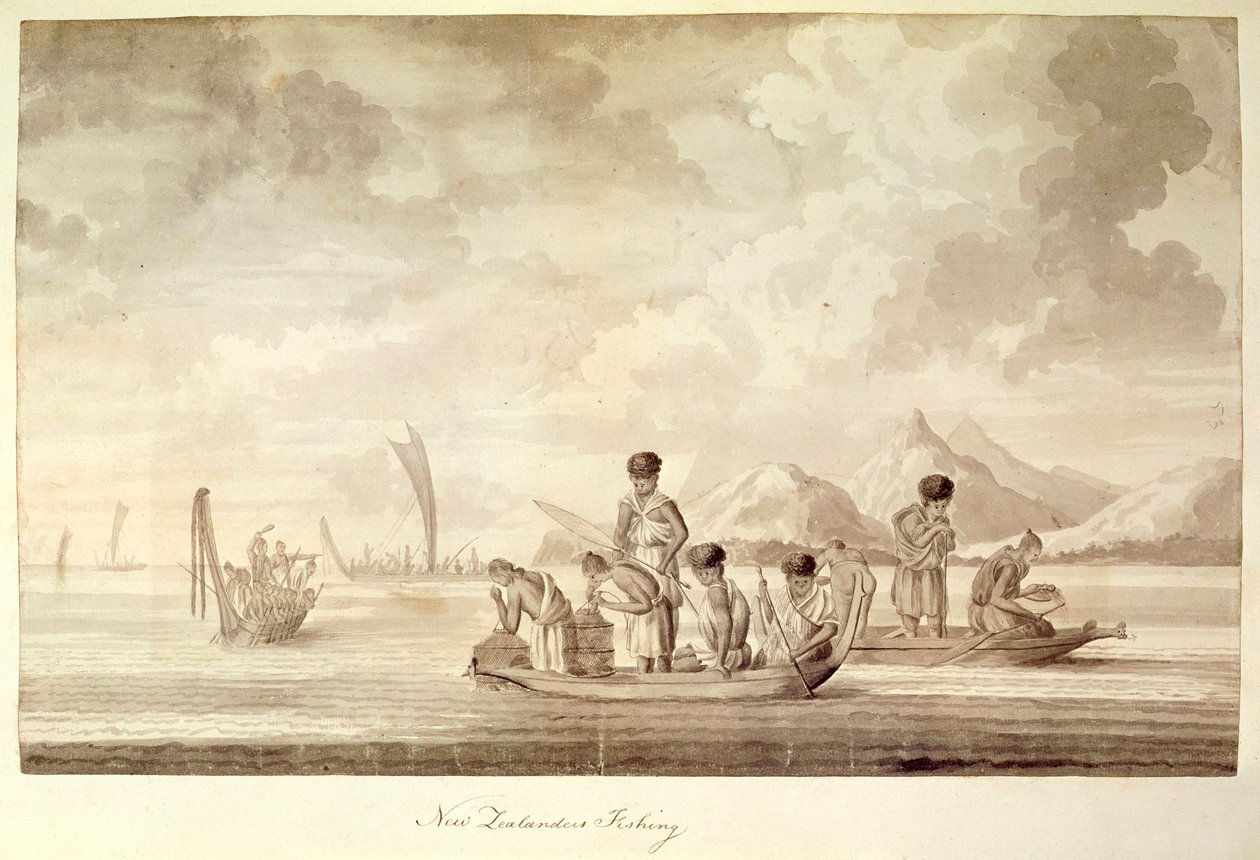 Add.23920, f.44 Új-zélandi halászat, 1770. január alkotó: Sydney Parkinson