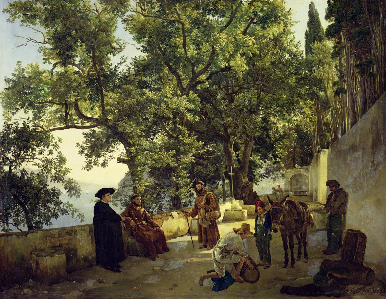 Veranda a tenger partja mellett, Cappucin Monks Sorrento külvárosában, 1827 alkotó: Sylvester F. Shedrin