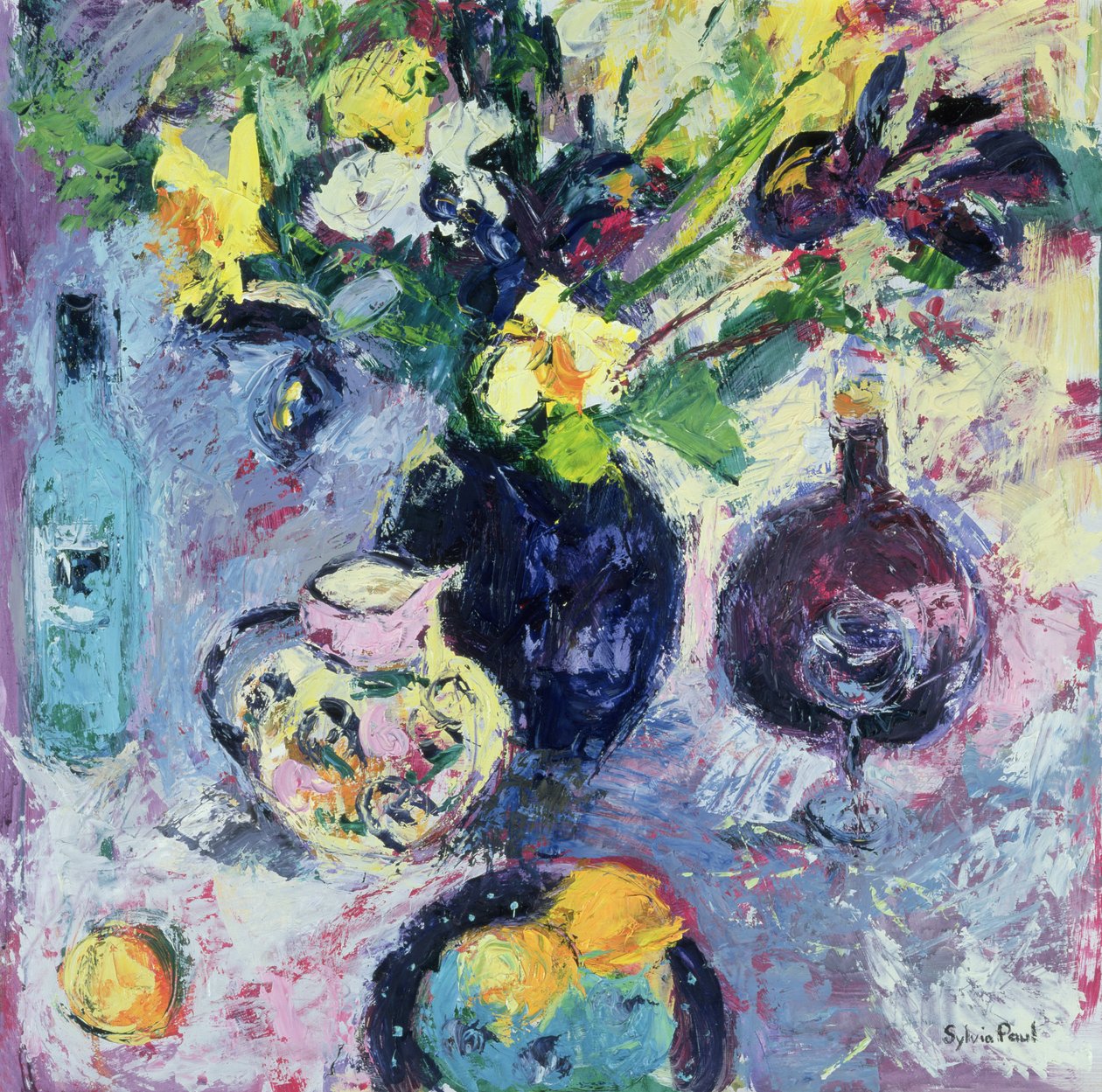 Csendélet türkiz palackkal, 2002 alkotó: Sylvia Paul