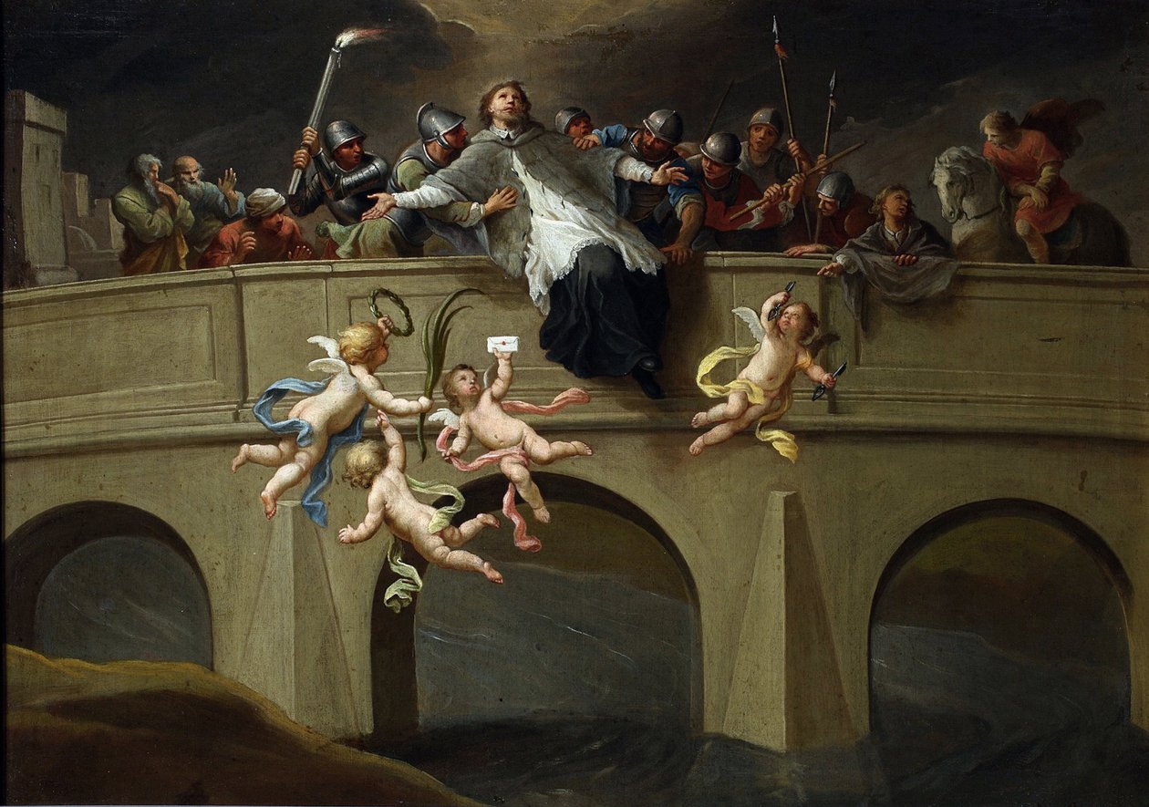 Le martyre de Jean Nepomucene (1345-1393) – Nepomuk Szent János mártíromsága par Czechowicz, Szymon (1689-1775). Olaj, vászon, méret: 61x86,5, 1750 körül, Nemzeti Múzeum, Varsó alkotó: Szymon Czechowicz