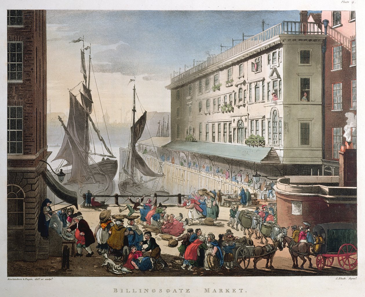 Billingsgate Market, London, megjelent 1808. március 1. (akvatinta) alkotó: Pugin and Rowlandson