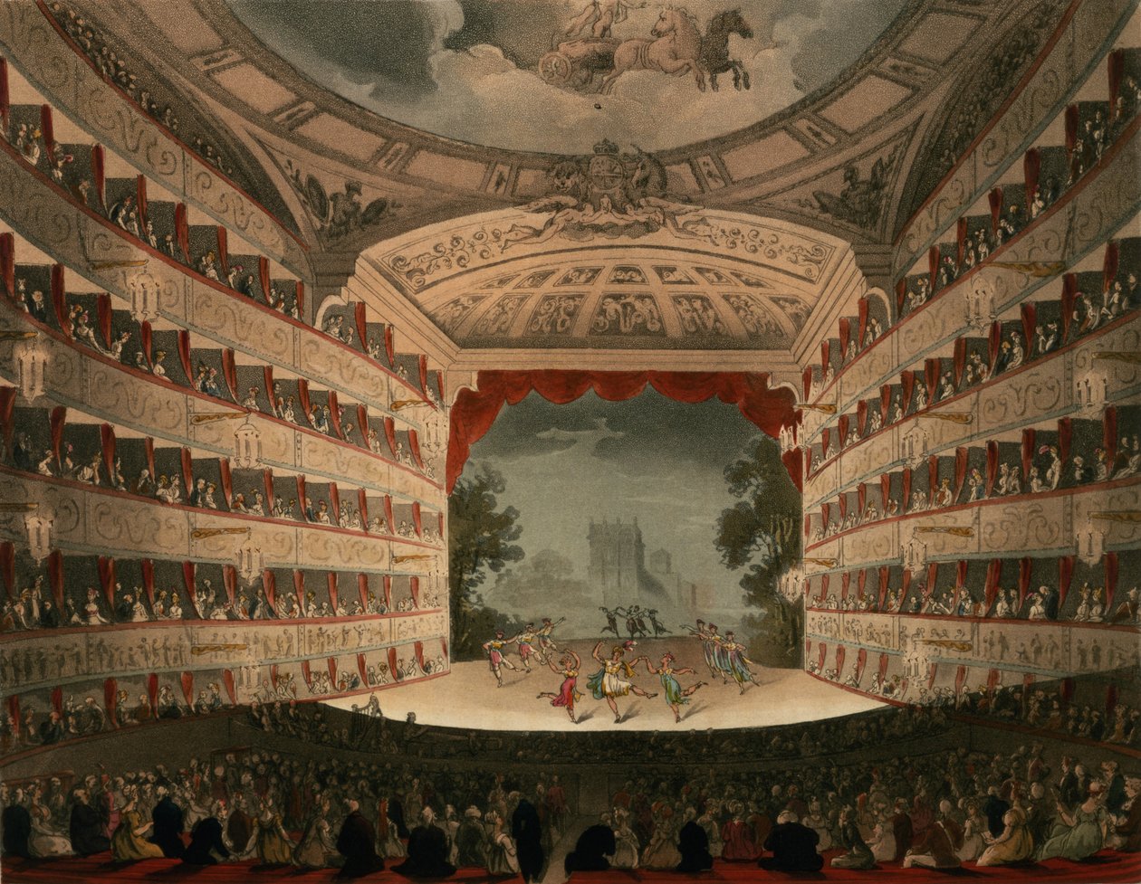 Új Covent Garden Színház, 1810, „Ackermann londoni mikrokozmosza” című művéből (akvatinta) alkotó: Pugin and Rowlandson