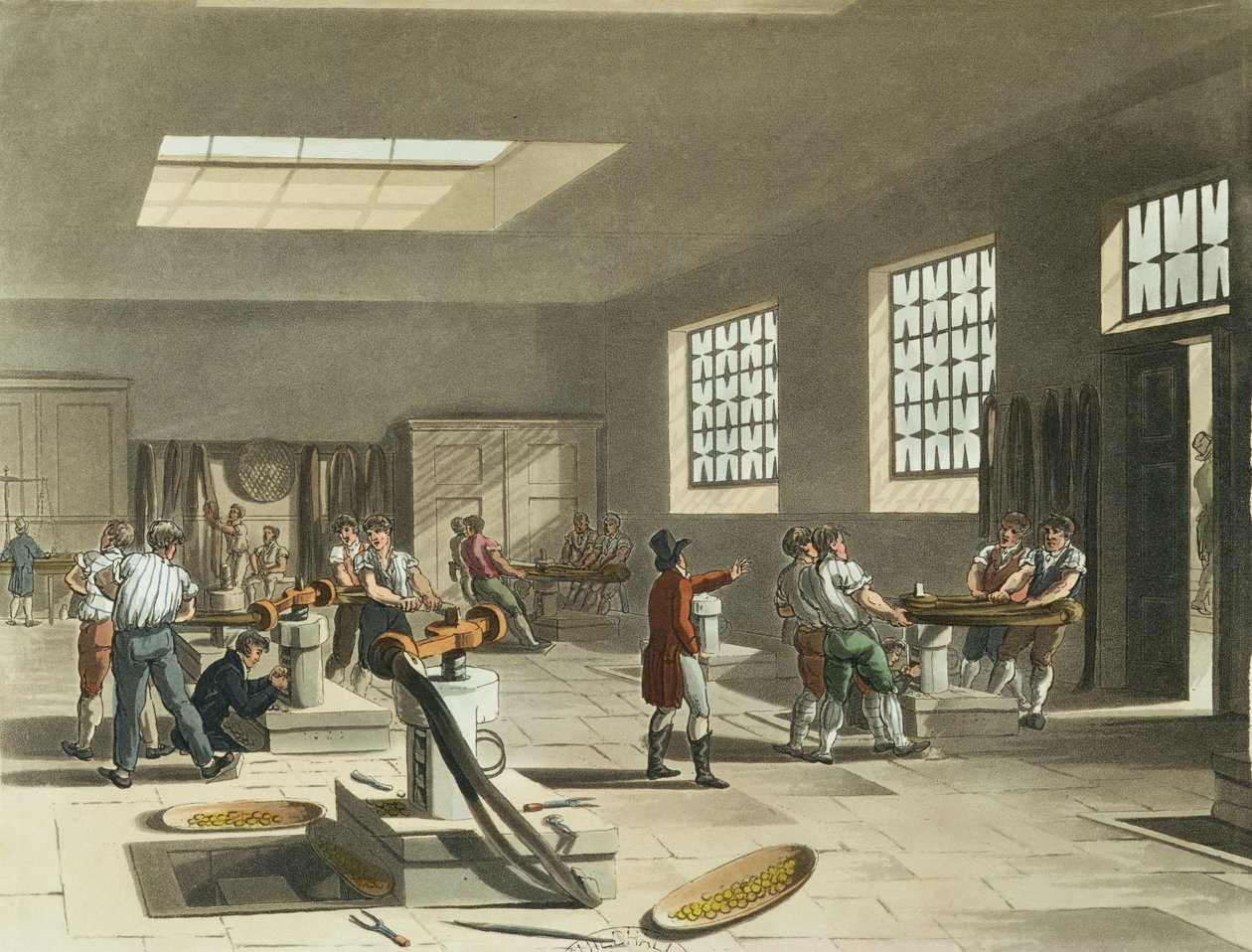 Királyi Pénzverde, Bélyegző szoba Ackermann „London mikrokozmoszából” alkotó: Pugin and Rowlandson