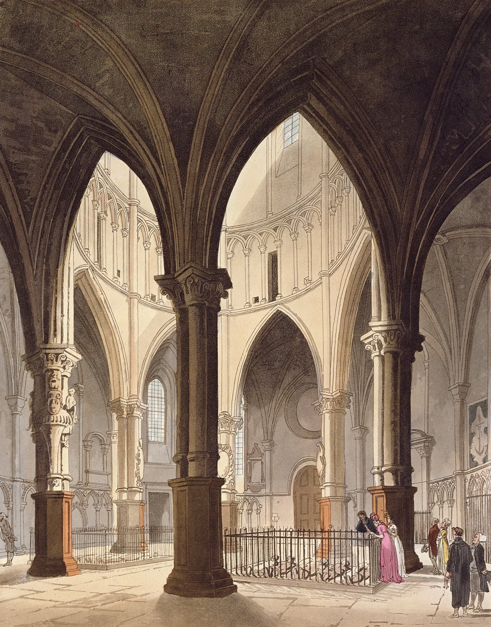 Temple Church, 1809 (akvatinta) alkotó: Pugin and Rowlandson