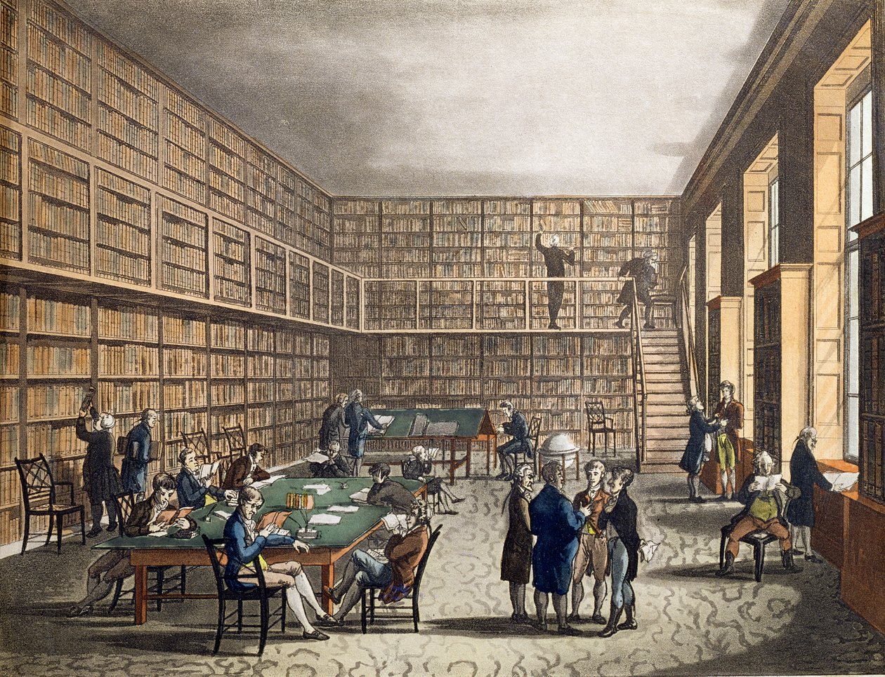 A The Royal Institution könyvtára, Albemarle Street, metszett Joseph Constantine (fl.1780-1812) Stadler, 1809 alkotó: Pugin and Rowlandson