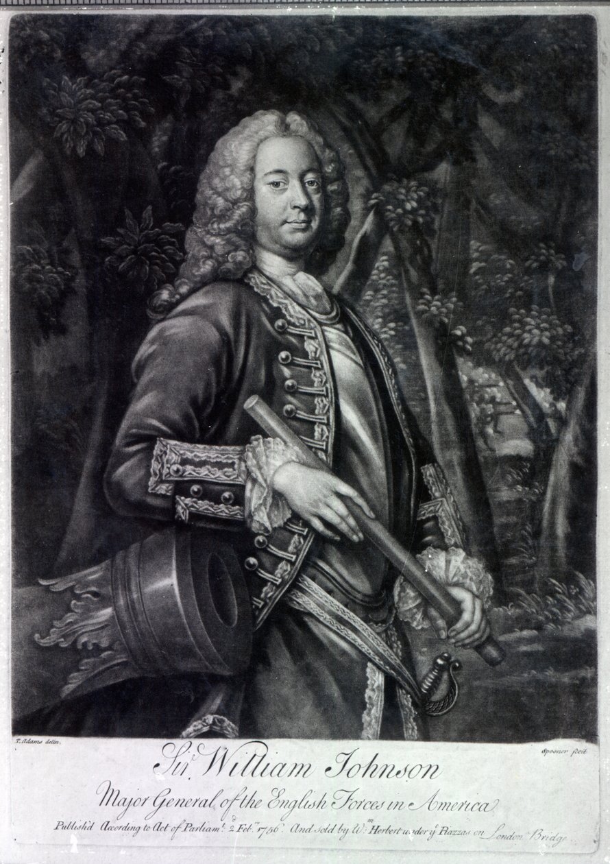 Sir William Johnson, Charles Spooner metszete, 1756 (mezzotinta) alkotó: T. Adams