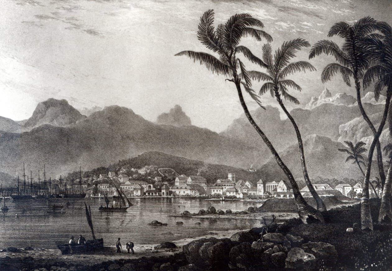 Port Louis T. Bradshaw „Nézetek a Mauritiuson” című művéből, William Rider metszet, 1831 alkotó: T. Bradshaw