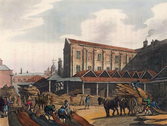 Leadenhall Market, a londoni Ackermanns Microcosmtól (nyomtatott) alkotó: T. and Pugin Rowlandson