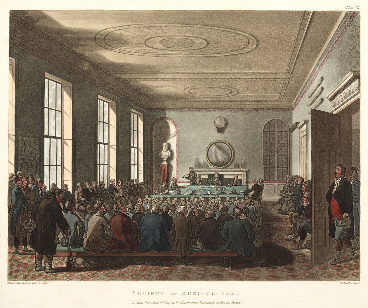 Mezőgazdasági Társaság, a londoni Ackermann mikrokozmoszból, vésette Joseph Constantine Stadler (fl.1780-1812) 1809 (kézzel színezett akvatinta) alkotó: T. and Pugin Rowlandson