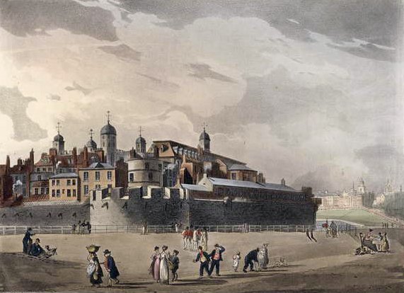 Kilátás a toronyra, az Ackermanns Microcosm of Londonból, III. kötet, Pub. 1809 (kézzel festett akvatinta) alkotó: T. and Pugin Rowlandson