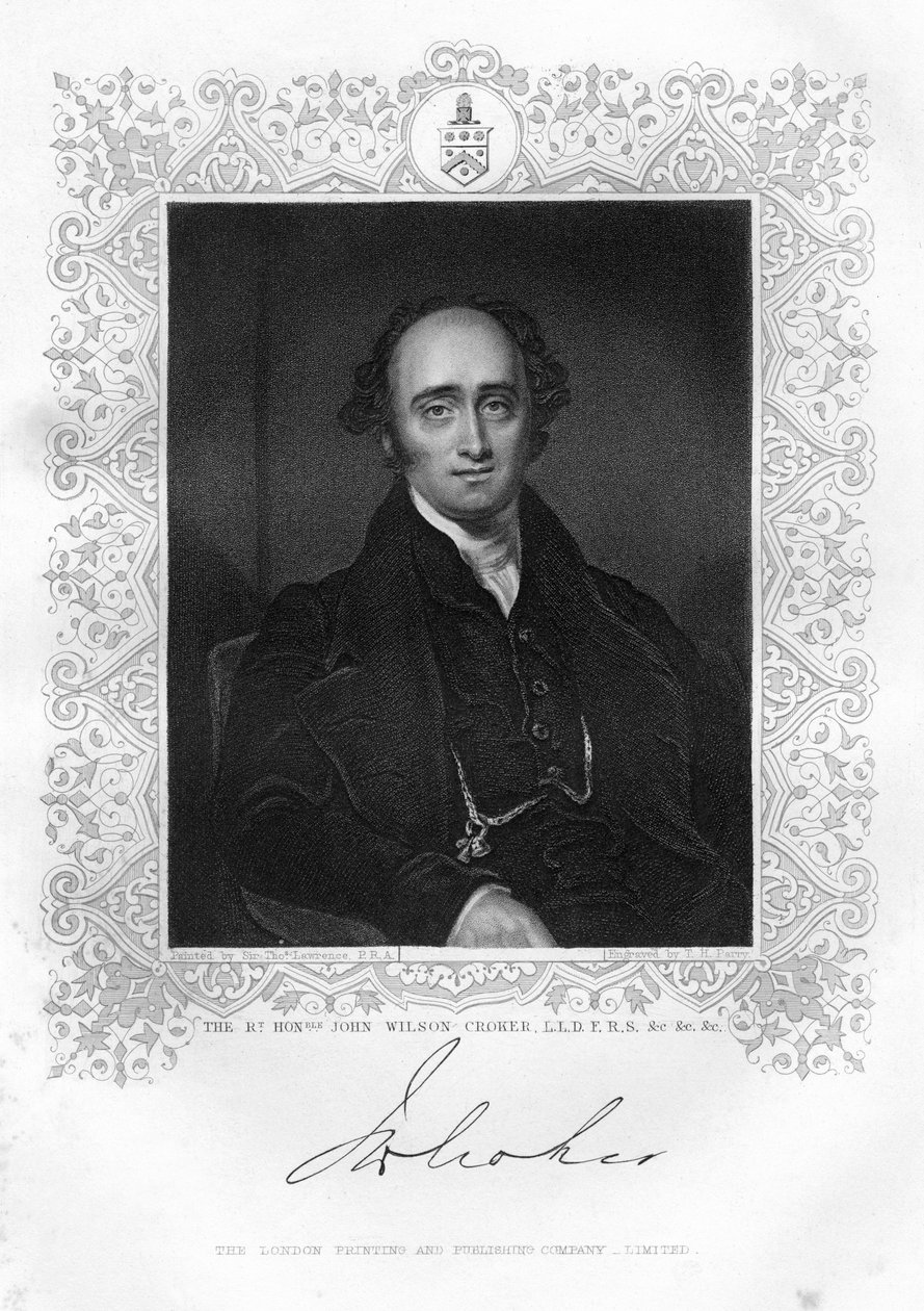 John Wilson Croker 1780-1857, ír államférfi és író, XIX. alkotó: TH Parry