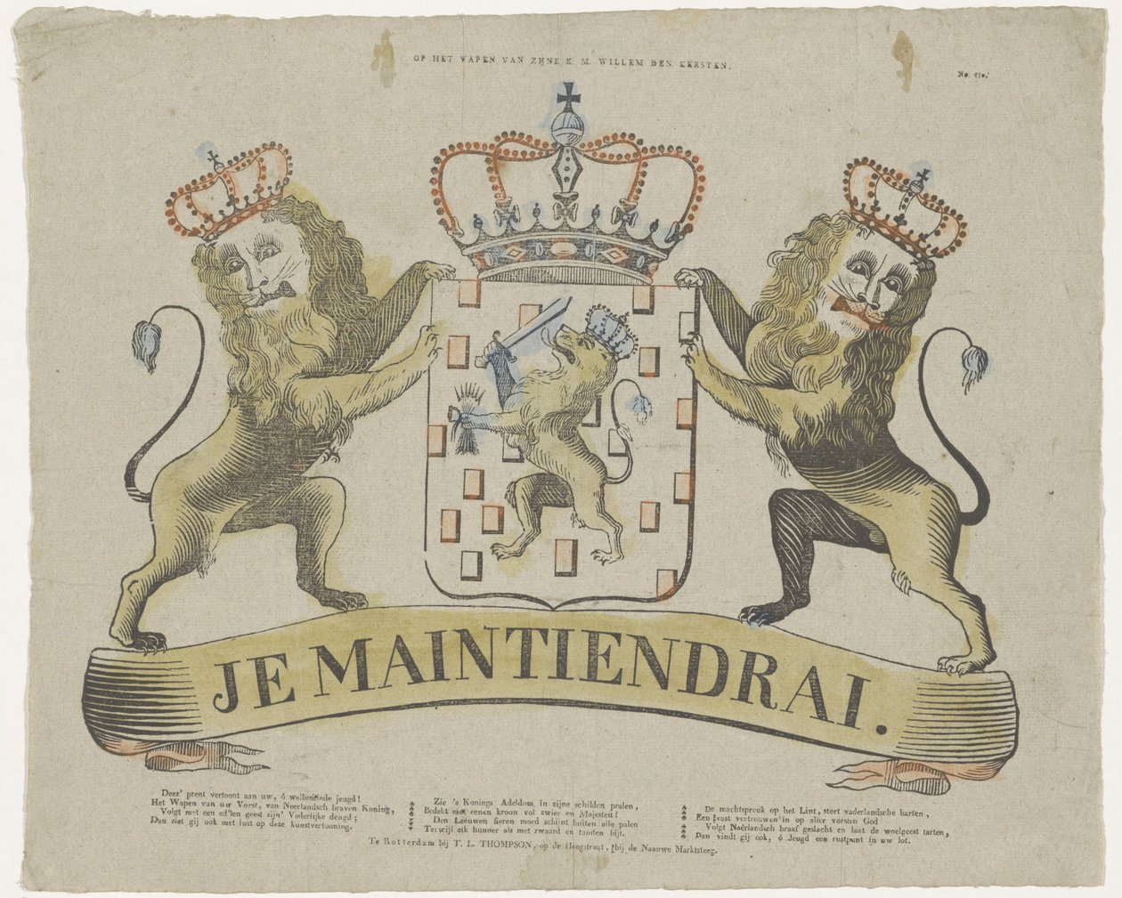 K. M. Willem den Eersteen címerén (cím a tárgyon) alkotó: T.L. Thompson