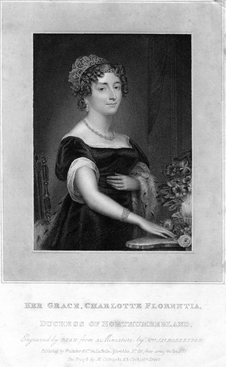 Ő kegyelme Charlotte Florentia, Northumberland hercegnője, 1829. alkotó: T. A. Dean