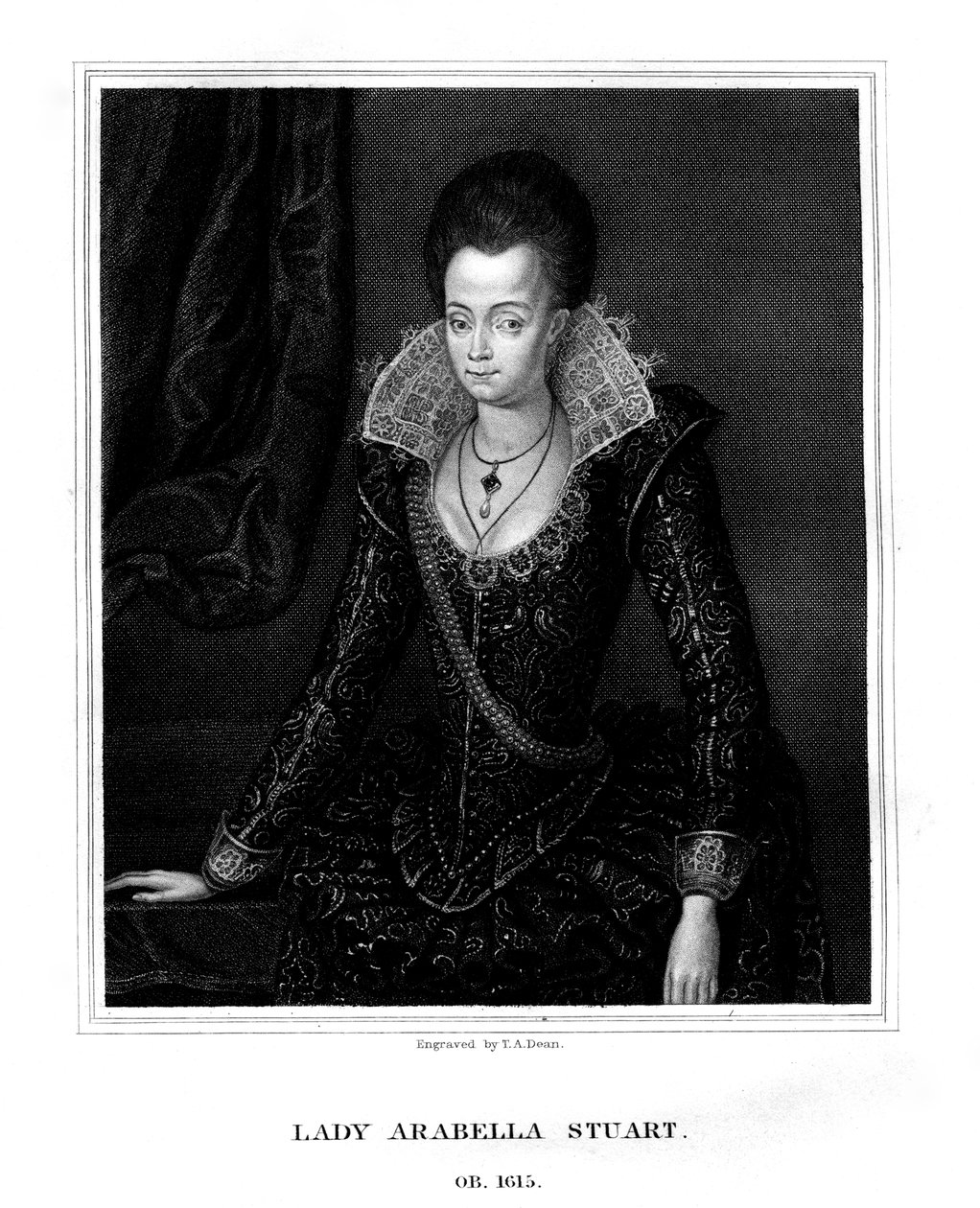 Lady Arabella Stuart, Somerset hercegnője, 1826. alkotó: T. A. Dean