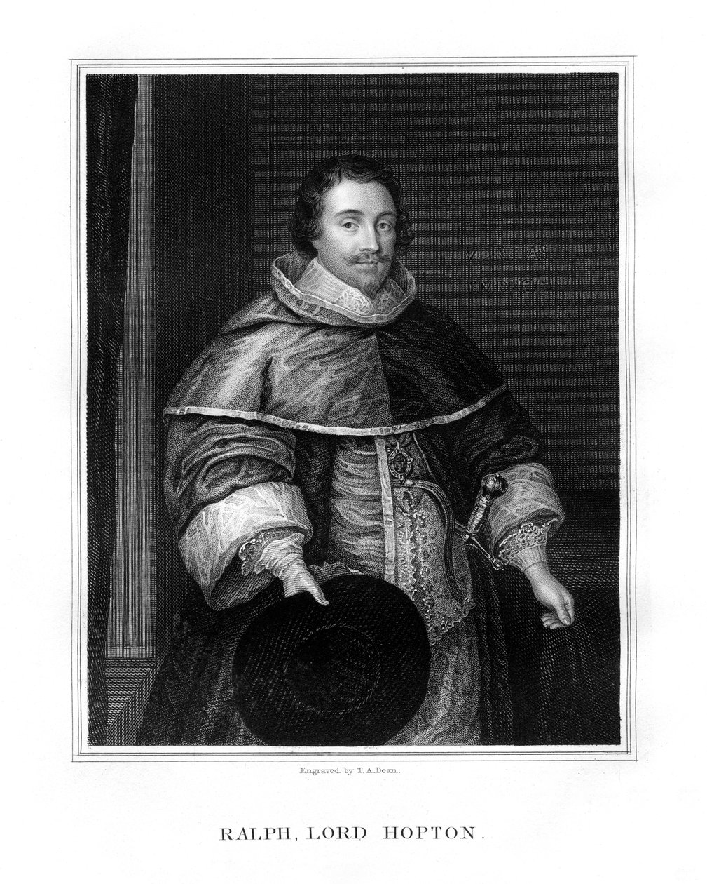 Sir Ralph, Lord Hopton, angol katona, 1827. alkotó: T. A. Dean