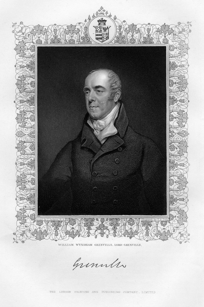 William Wyndham Grenville 1759-1834, 1. Grenville báró, angol politikus, XIX. alkotó: T. A. Dean