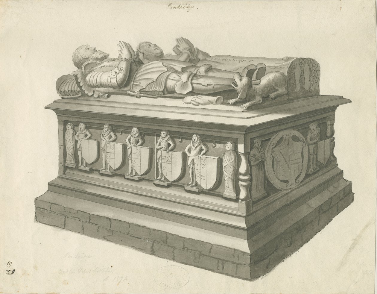 Penkridge Church – [Sir Edward Littleton] sírja: szépia rajz, nd [18. század vége] (rajz) alkotó: T Carter