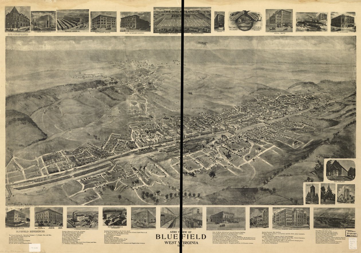 A légi felvétel a Bluefieldre, Nyugat-Virginia 1911 alkotó: T. M. Fowler