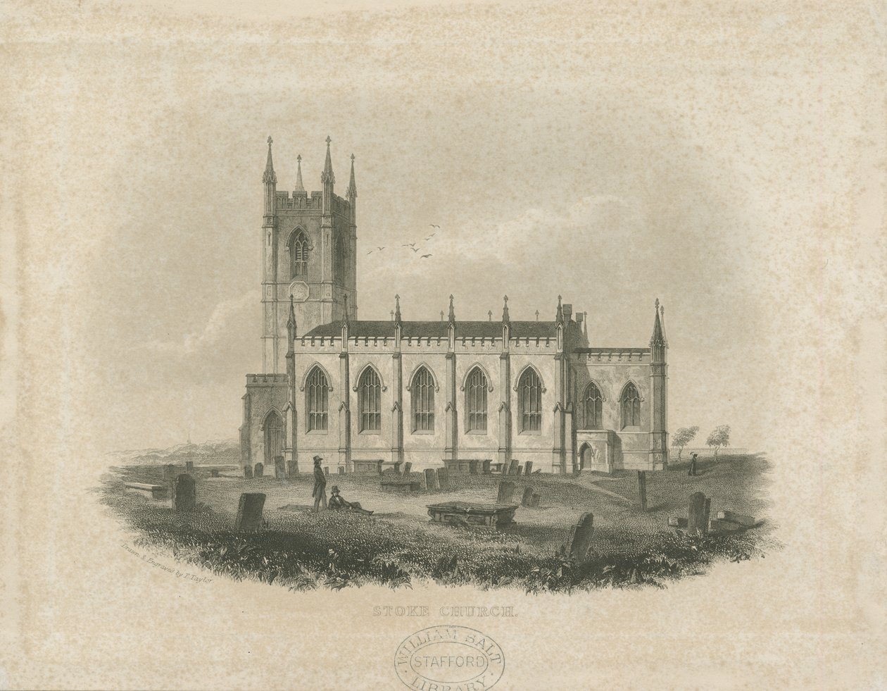 Stoke-upon-Trent templom [Új]: acélmetszet (matrica és [?19. század közepe] (nyomtatás) alkotó: T Taylor