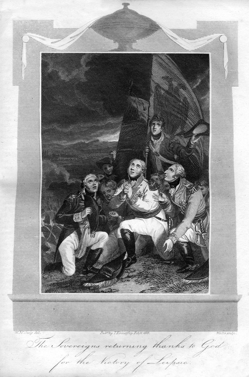 Az uralkodók hála Istennek az 1816-os lipcsei győzelemért. alkotó: T. Wallis