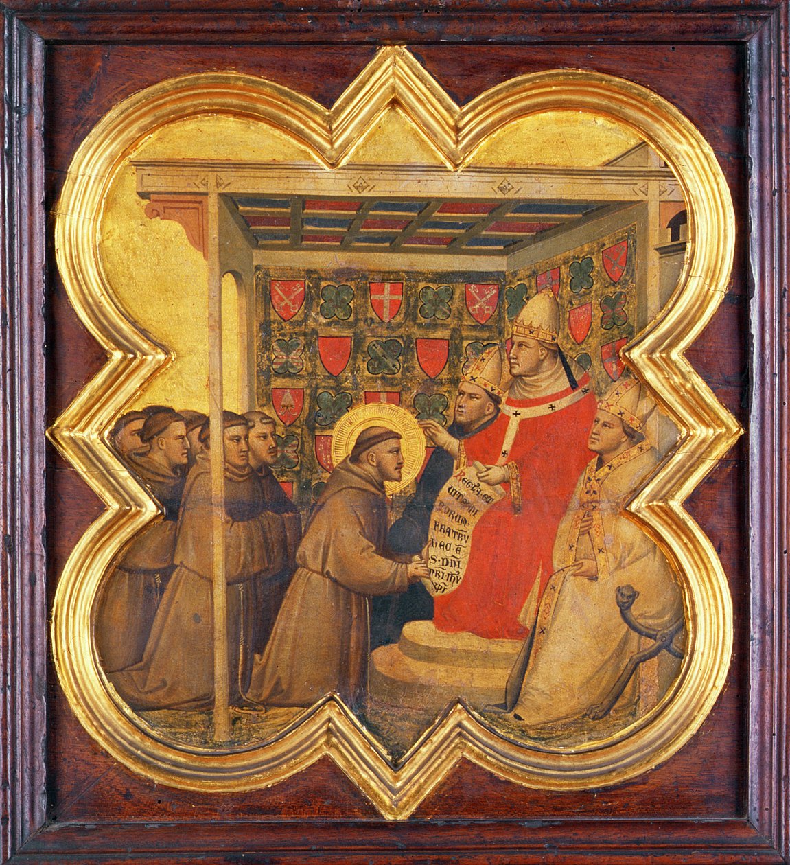 Szent Ferenc bemutatja reguláját a pápának (tempera a panelen) alkotó: Taddeo Gaddi