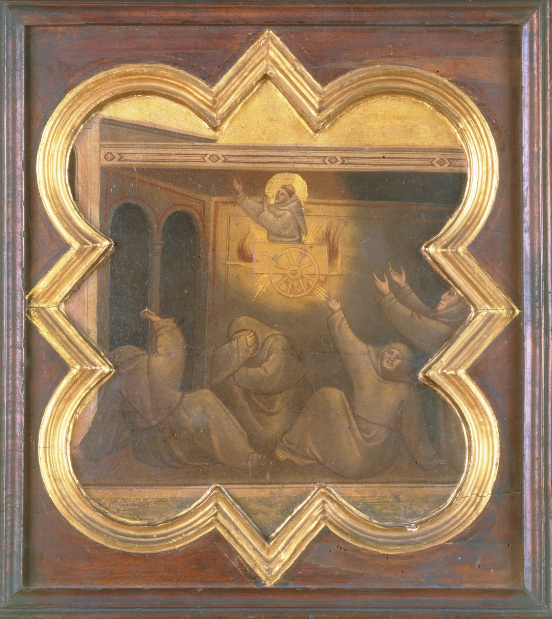 Szent Ferenc megjelenése a tűzszekeren (tempera a panelen) alkotó: Taddeo Gaddi
