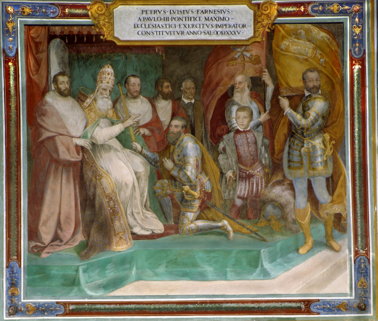Pier Luigi Farnese apja III. Pál pápa a Pápai Hadsereg parancsnokává nevezte ki alkotó: Taddeo Zuccari