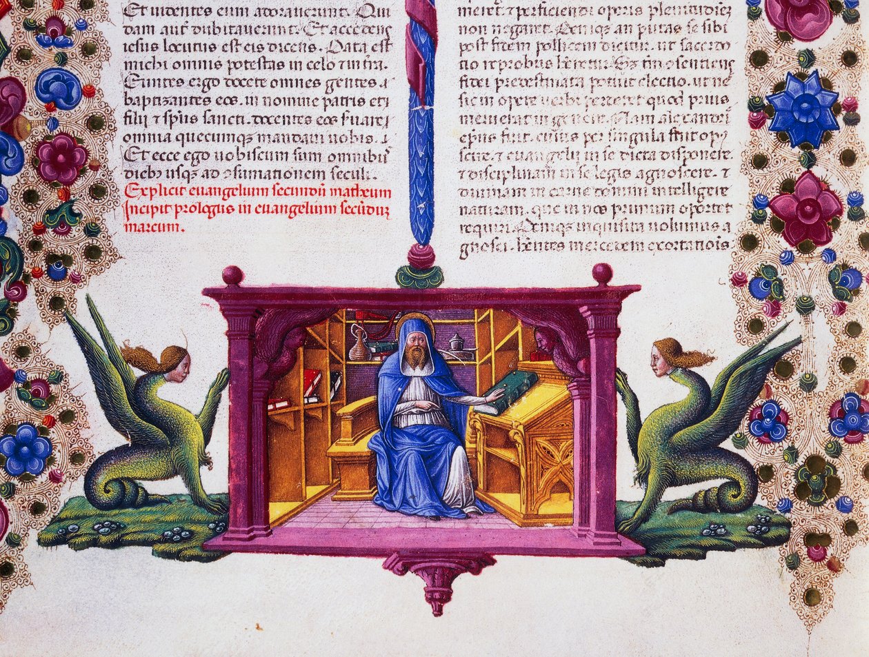 Határfríz a lap alján Szent Máté evangélistával, II. kötet f 148, v, Borso d